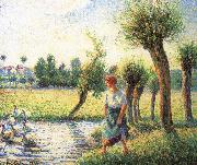 Camille Pissarro Ludas bank on women Germany oil painting artist